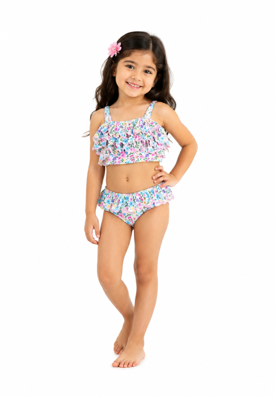 FRILL SET - Bikini - pink/yellow ditsy floral