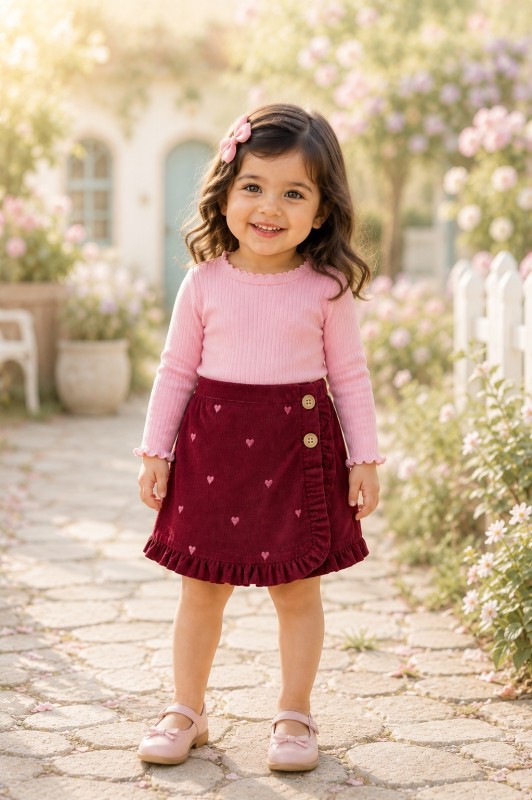 JumpEMBROIDERED CORD SKORT  - Burgundy red heartsuit